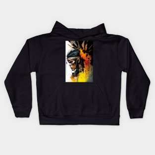 Fierce Native American Warrior Illustration Kids Hoodie